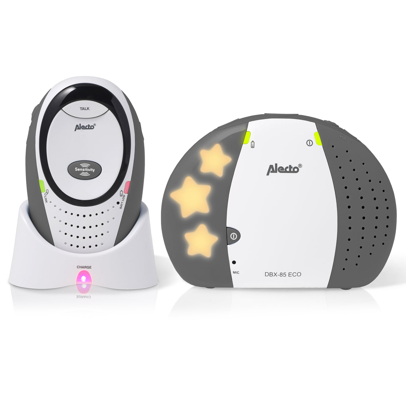 Alecto DBX-85 LIMITED - Full Eco DECT baby monitor, white/anthracite