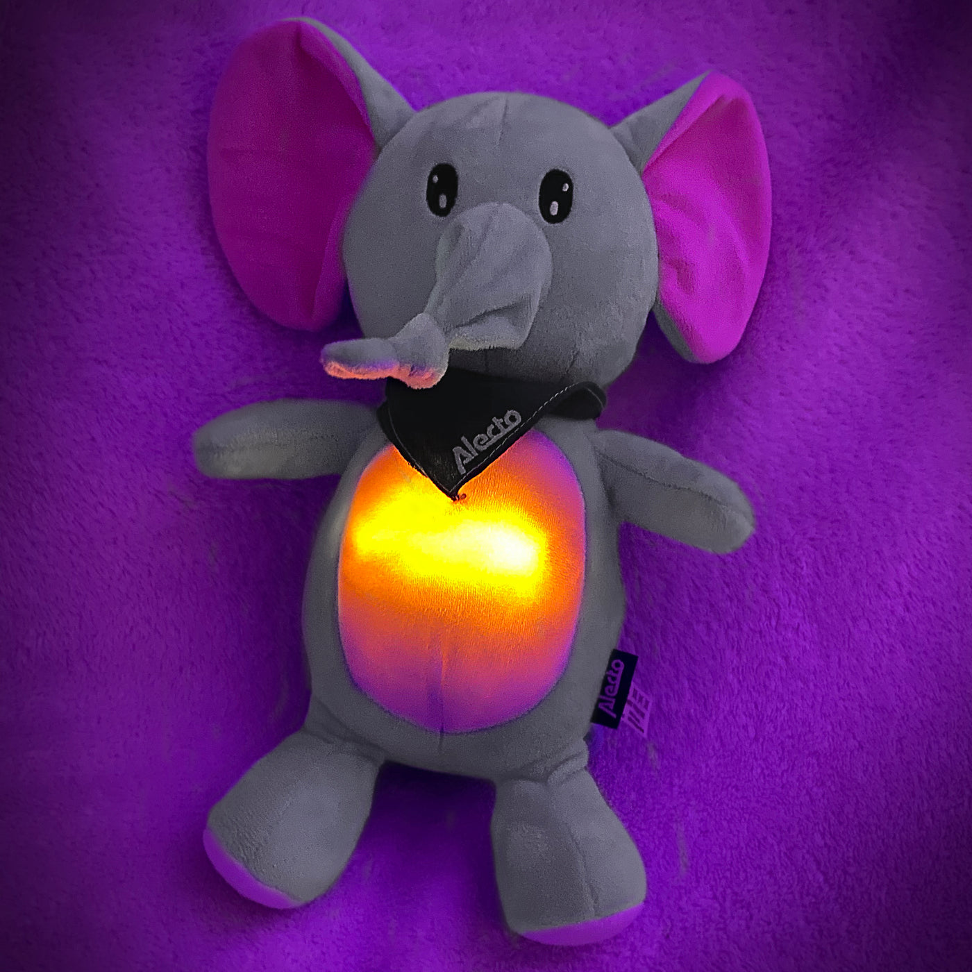 Alecto BC350 - Knuffel olifant met rustgevende geluiden en nachtlampje
