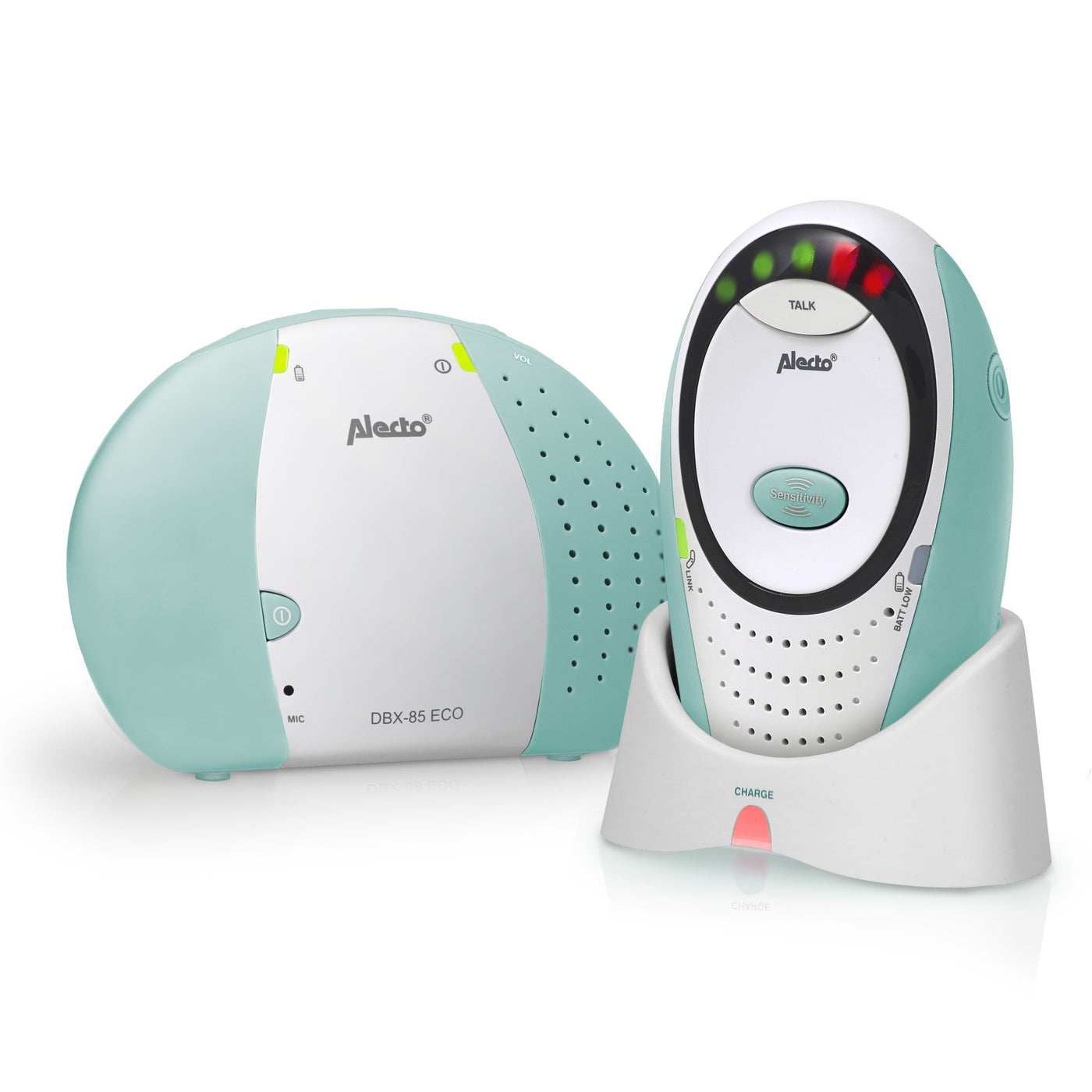 Alecto DBX-85MT - Babyphone Full Eco DECT, blanc/vert menthe