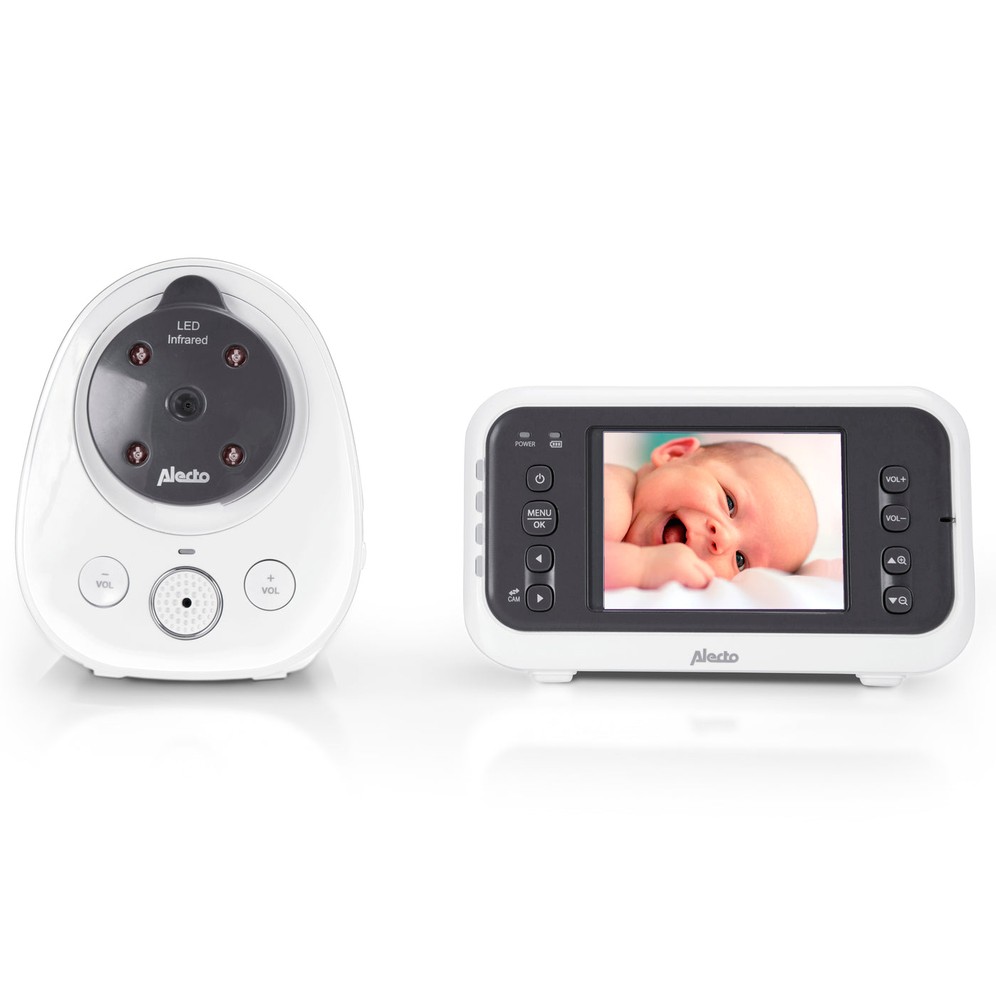 Alecto DVM-77 - Babyphone avec caméra et écran couleur 2.8", blanc/anthracite