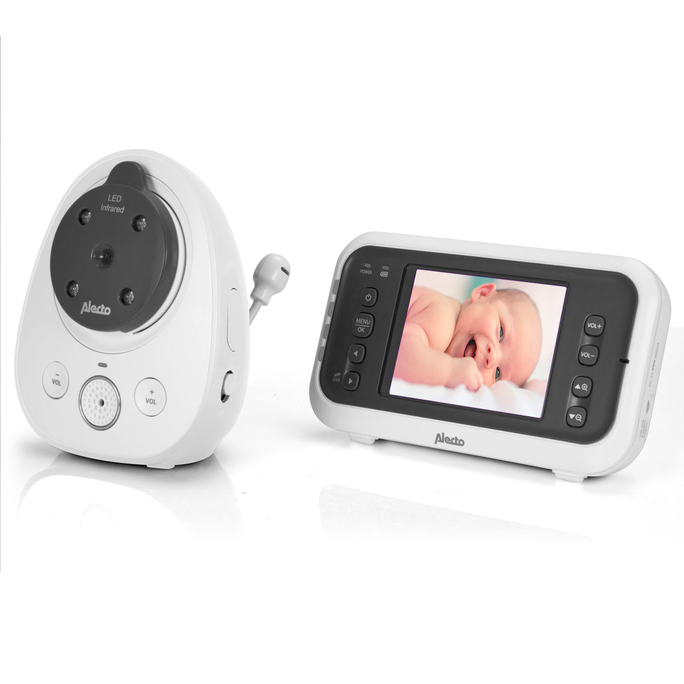 Alecto DVM-77 - Babyfoon met camera en 2.8" kleurenscherm, wit/antraciet