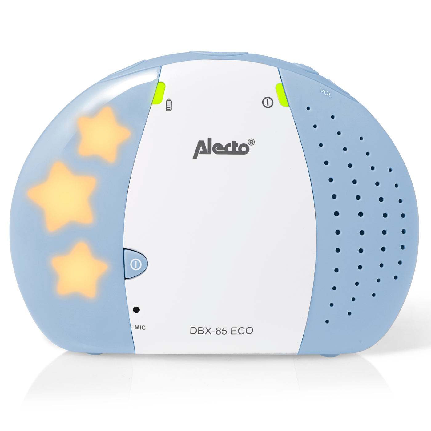 Alecto DBX-85 ECO - Full Eco DECT babyfoon, wit/blauw