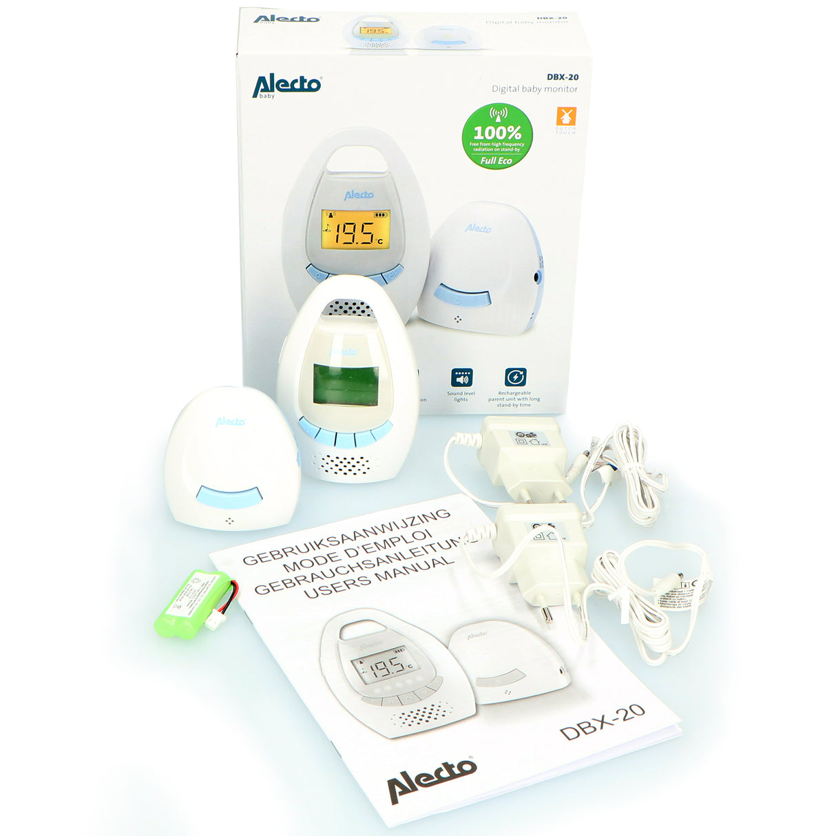 Alecto DBX-20 - Digital baby monitor with display, white/blue