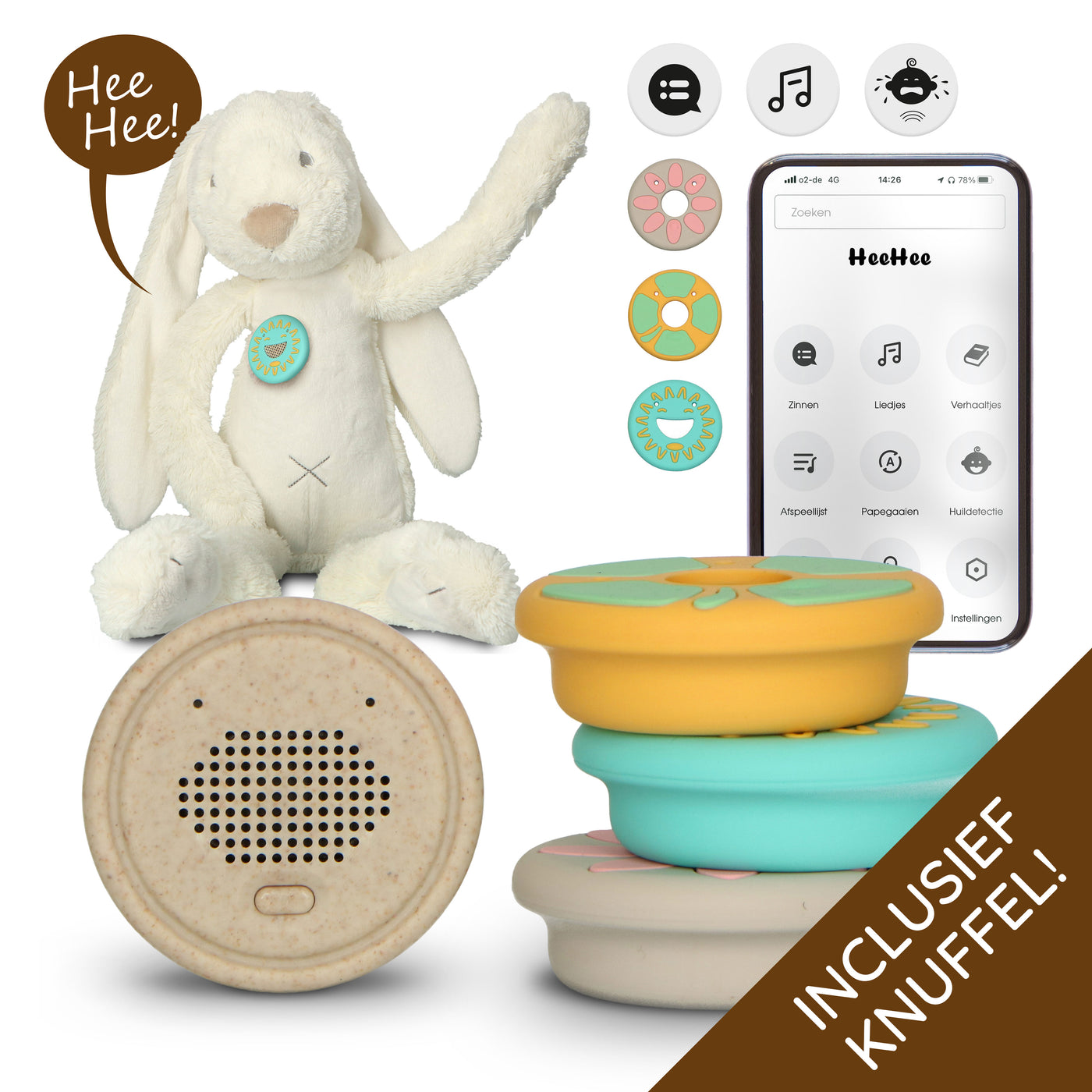 Alecto Baby HeeHee + lapin en peluche - le bouton de conversation qui transforme votre peluche en ami interactif