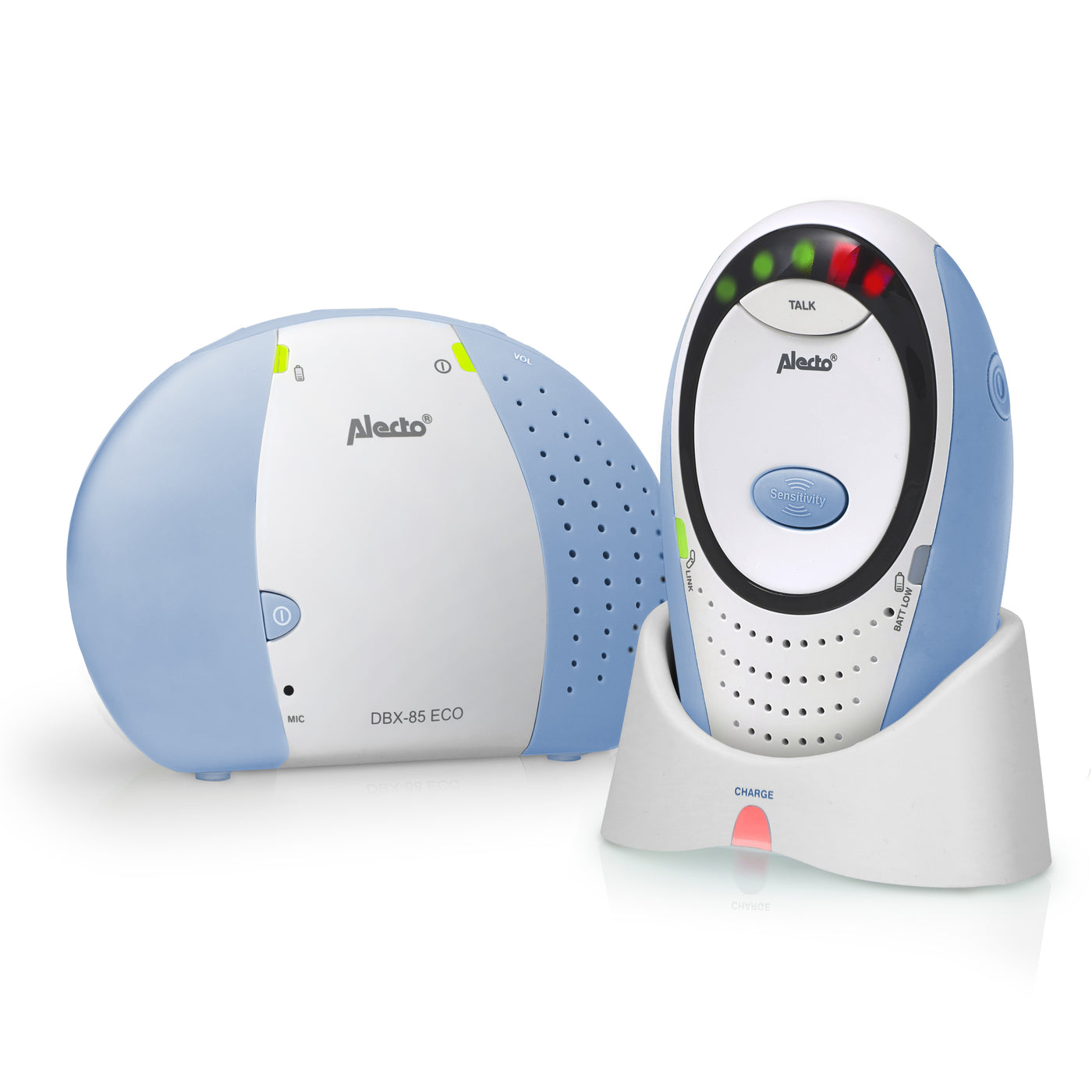 Alecto DBX-85 ECO - Babyphone Full Eco DECT, blanc/blue