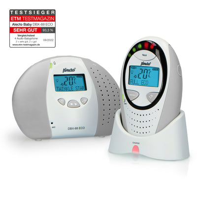 Alecto DBX-88GS - Full Eco DECT baby monitor with display, white/gray