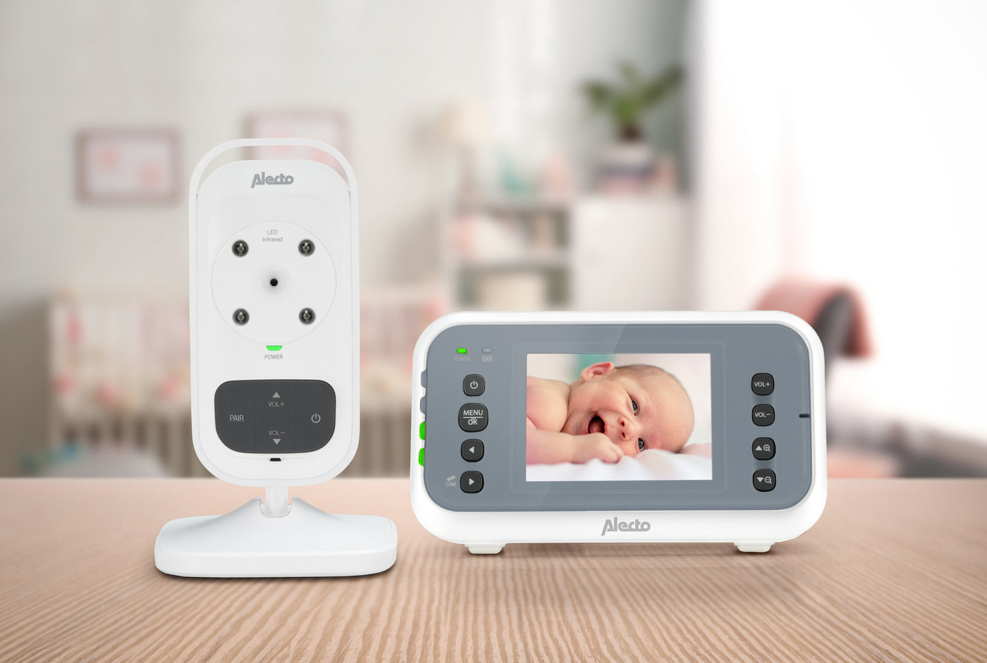 Alecto DVM-76 - Babyphone avec caméra et écran couleur 2.8", blanc/anthracite