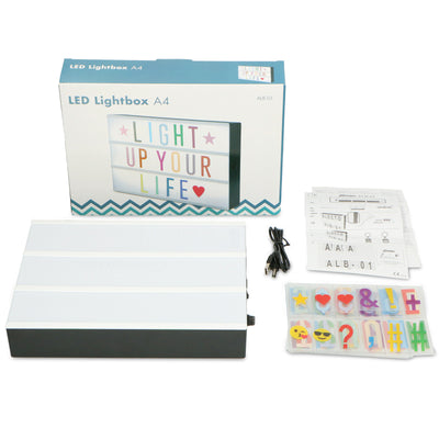 Alecto ALB-01 - LED Lightbox A4, 3 tekstregels, 85 letters en cijfers