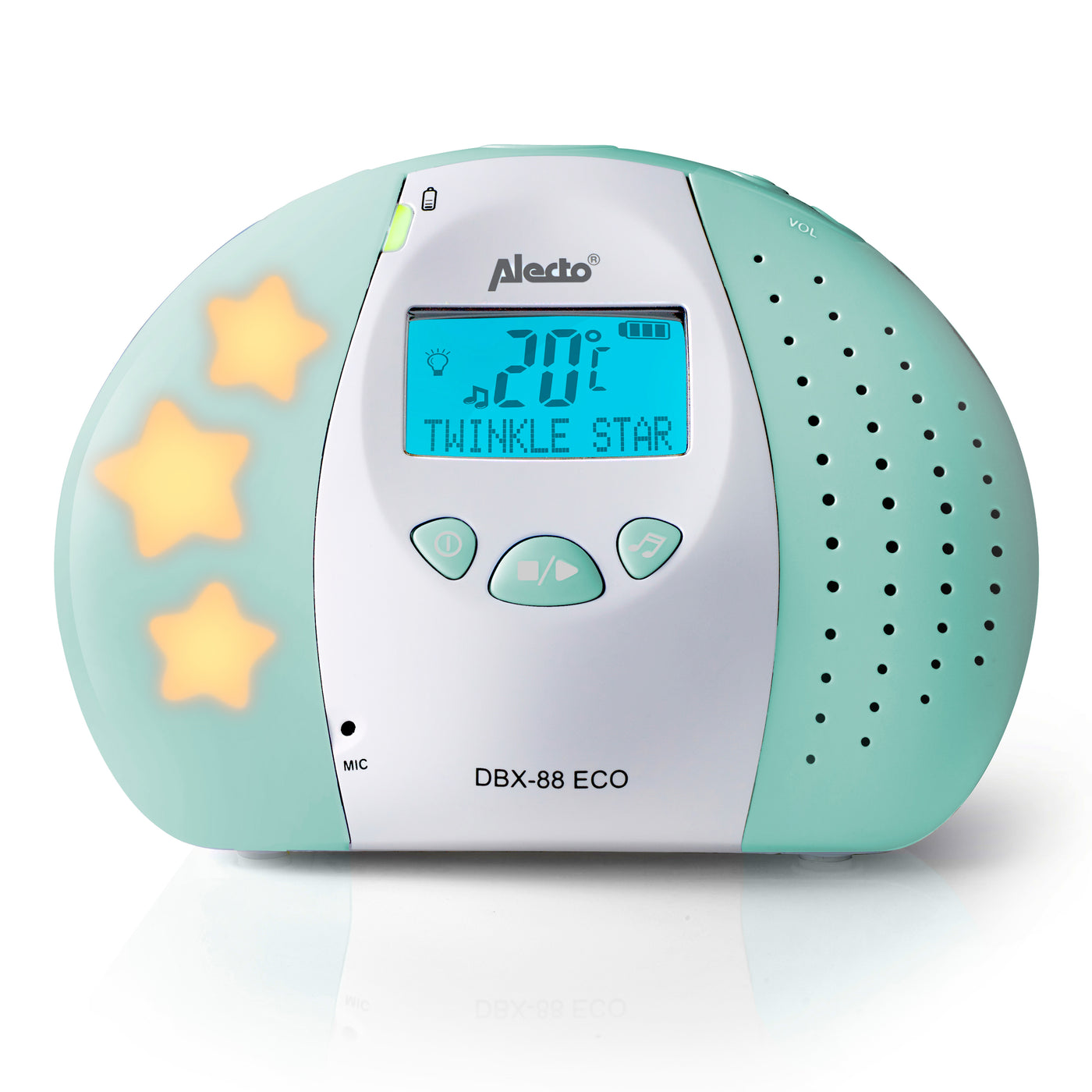 Alecto DBX-88MT - Babyphone Full Eco DECT avec écran, blanc/vert menthe