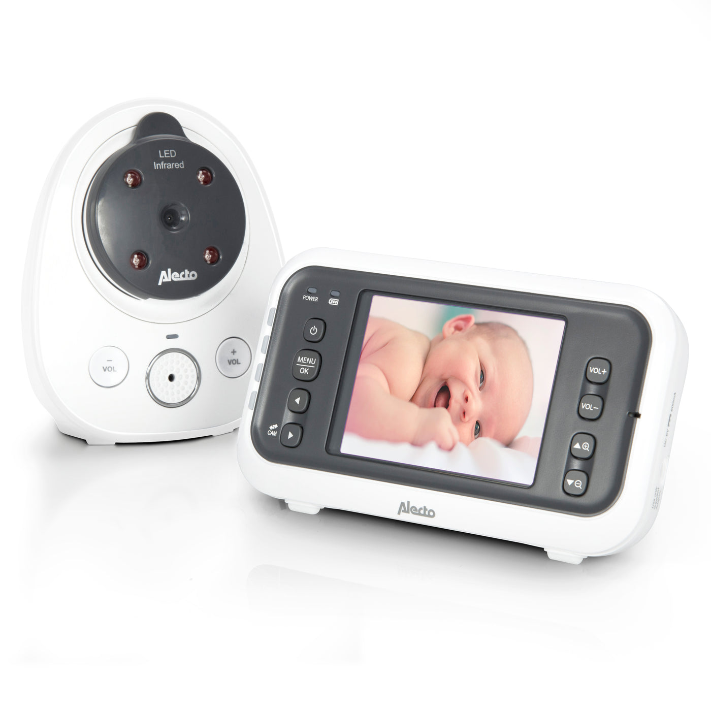Alecto DVM-77 - Babyfoon met camera en 2.8" kleurenscherm, wit/antraciet