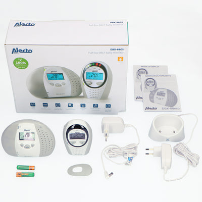 Alecto DBX-88GS - Babyphone Full Eco DECT avec écran, blanc/gris