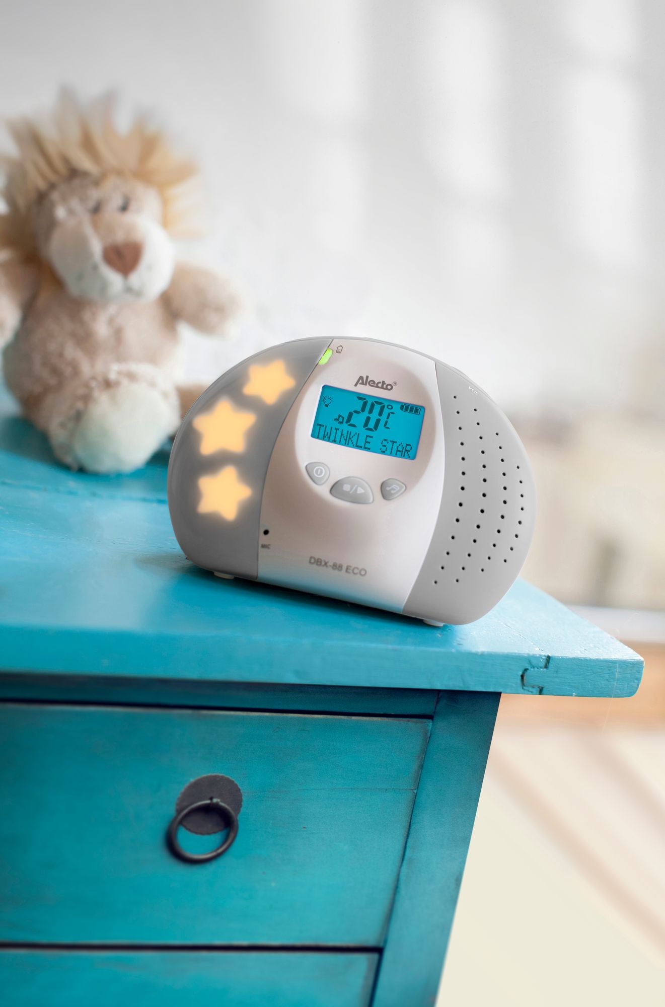 Alecto DBX-88GS - Full Eco DECT baby monitor with display, white/gray