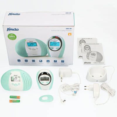 Alecto DBX-88MT - Babyphone Full Eco DECT avec écran, blanc/vert menthe