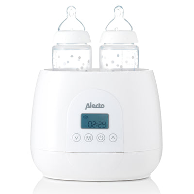 Alecto BW700TWIN - Fast digital duo bottle warmer for heating, sterilising, and defrosting, white