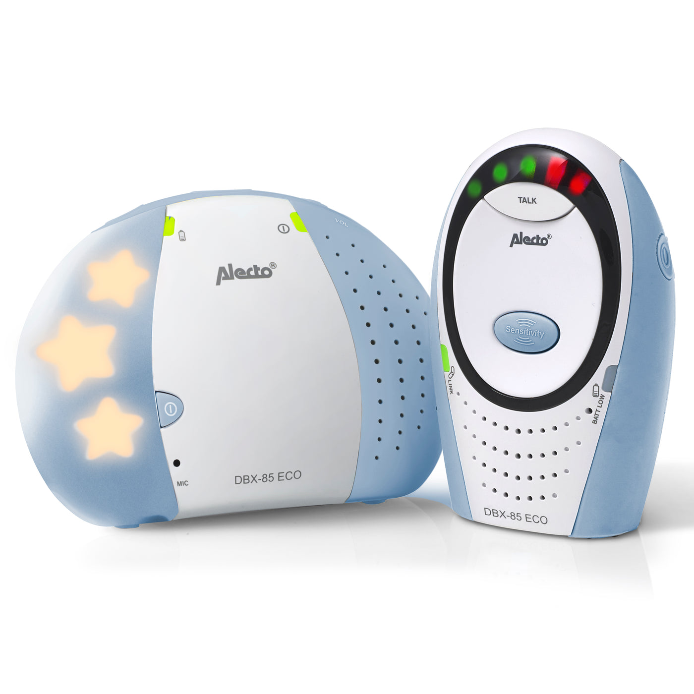 Alecto DBX-85 ECO - Babyphone Full Eco DECT, blanc/blue